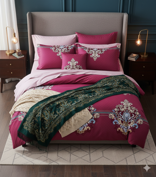 Elisa Fitted Premium King Size Bedsheet (108" x 108") 400 TC