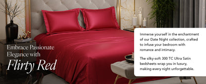 Red Silk Plain Premium King Size Bedsheet (108" x 108") 400 TC